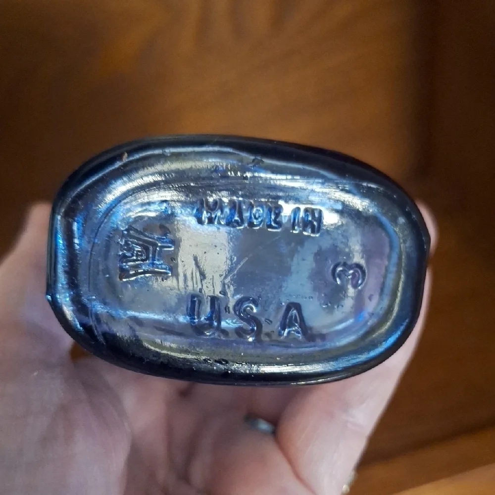 Blue Glass Milk of Magnesia Bottle